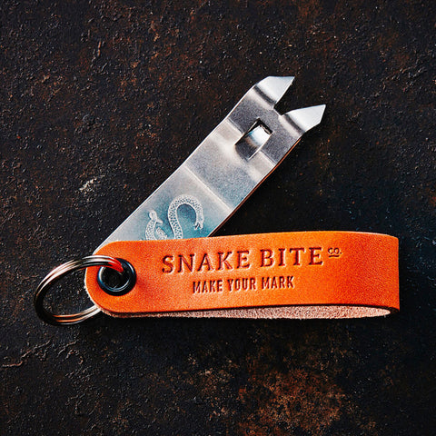 Original Snake Bite Keychain Bottle Opener - Barley Leather