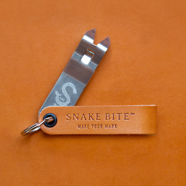 Original Snake Bite Keychain Bottle Opener - Barley Leather