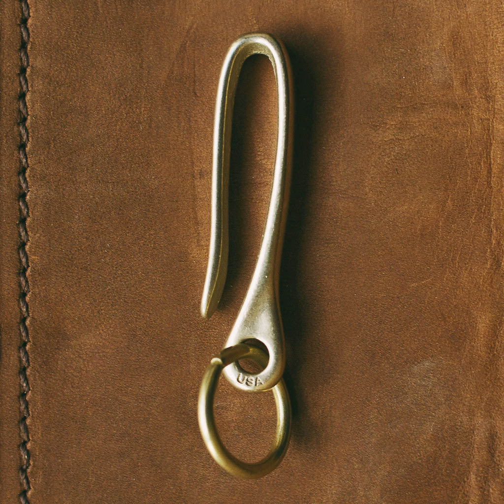 Brass Key Loop Pocket or Belt Clip With Keychain Ring Snake Bite