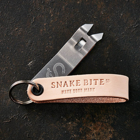 Keychain bottle opener in natural leather