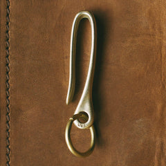 Hotop 3 Pack Solid Brass U Key Loop Hook Pocket Clip, Brass Key